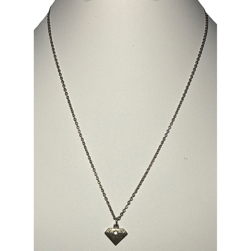 WIBC 75th Diamond Shaped Pendant Silver Tone 18" Necklace J-11B
